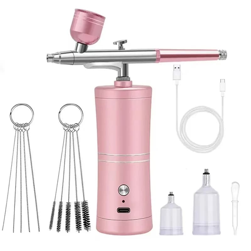 Airbrush Kit With Compressor - 48PSI High-Pressure, Non-Clogging Air Brush Set Cordless Rechargeable With 0.25mm Nozzle And Cleaning Brush For Nail Art, Makeup, Painting, And Cake Decorating