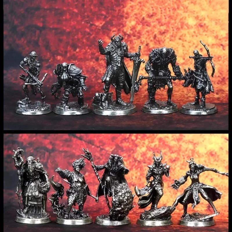 Miniature in Metallo per Giochi di Ruolo Fantasy, Eroi della Luce vs. Morti-Vivi dell'Ombra, Figure Dipingibili per Giochi da Tavolo, Modelli per Scacchi da Guerra