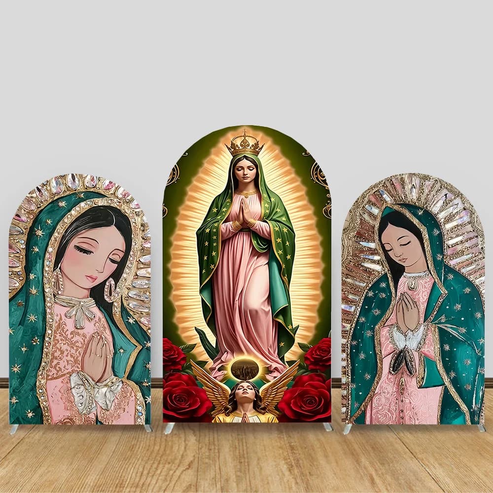 Background Arch Cover for Baptism with Blessing of Mary Mother, Angelo Amen, First Communion Children's Day Decoration, Baby Shower, Photo Wallpaper