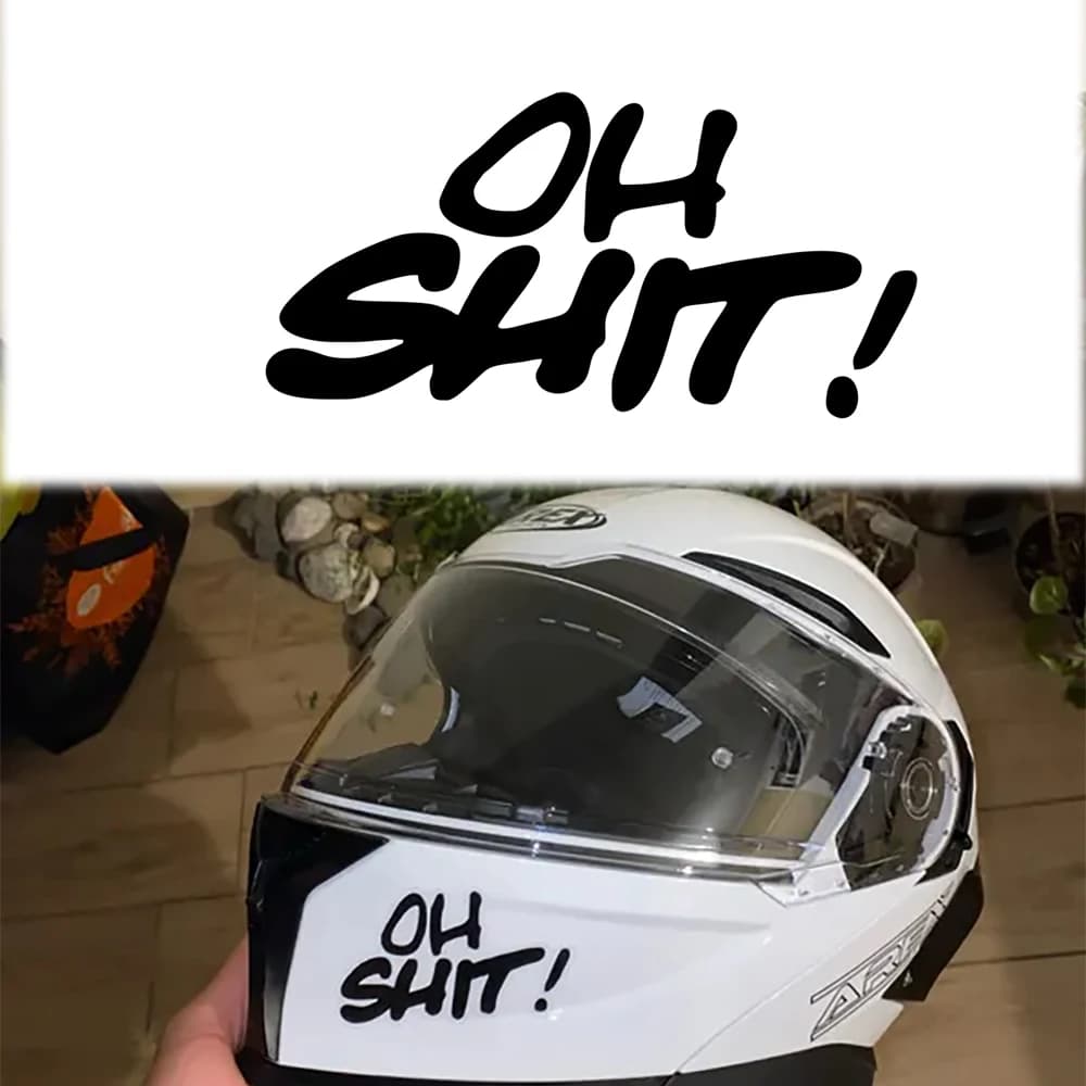 1PC lettere divertenti OH SHIT adesivi moto impermeabili per moto serbatoio carburante casco carenatura scooter elettrico decalcomanie in vinile