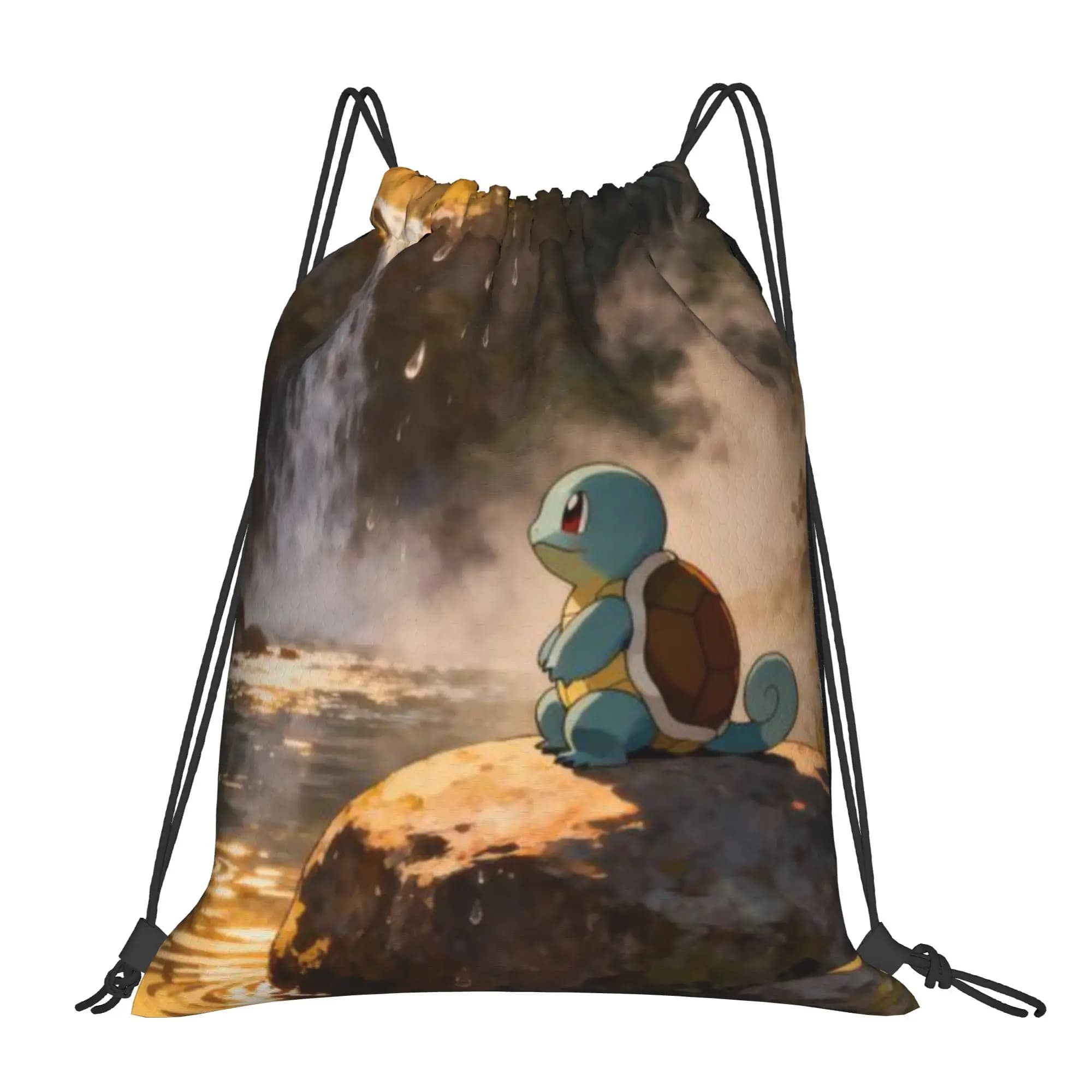 Zaino portatile con coulisse per lo shopping, per equitazione e per scarpe da palestra, modello Tartaruga Blu Piccola Squirtle