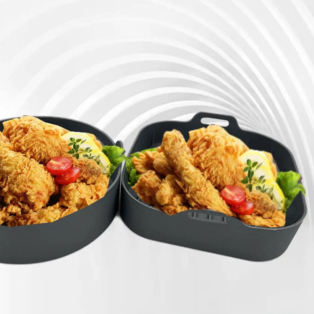 Reusable Air Fryer Silicone Liner Nonstick Heat Resistant Dishwasher Safe for Chicken Wings Burgers Fish Shrimp Breakfast Baking