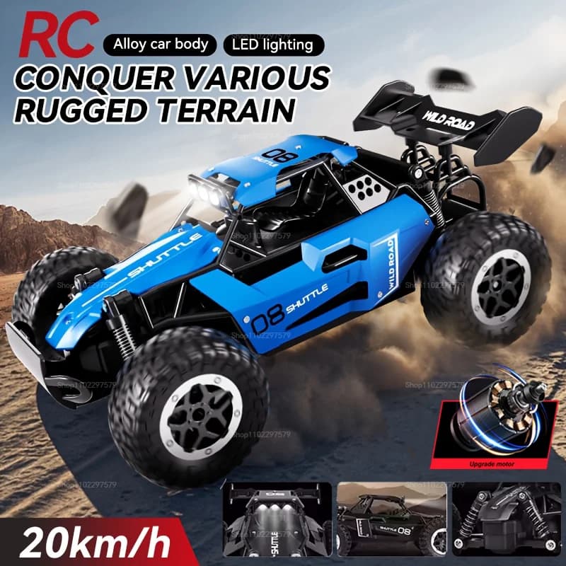 DK087 Auto Radiocomandata da Corsa Fuoristrada ad Alta Velocità 1:16 2WD Brushless 20KM/H con Illuminazione LED, Modellino RC 2x2