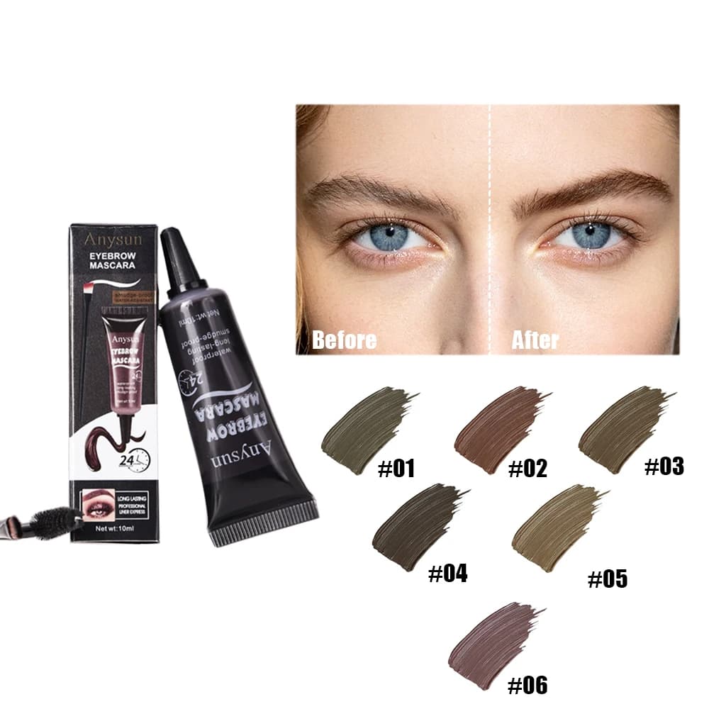 Mascara per Sopracciglia a Lunga Durata 24 Ore, Impermeabile, Resistente al Sudore, Anti-Sbavatura, Non Agglomerante