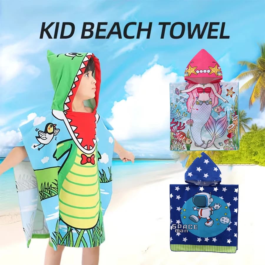 Asciugamano da Spiaggia con Cappuccio per Bambini, Accappatoio per Neonati, Assorbente e ad Asciugatura Rapida, Adatto per il Bagno