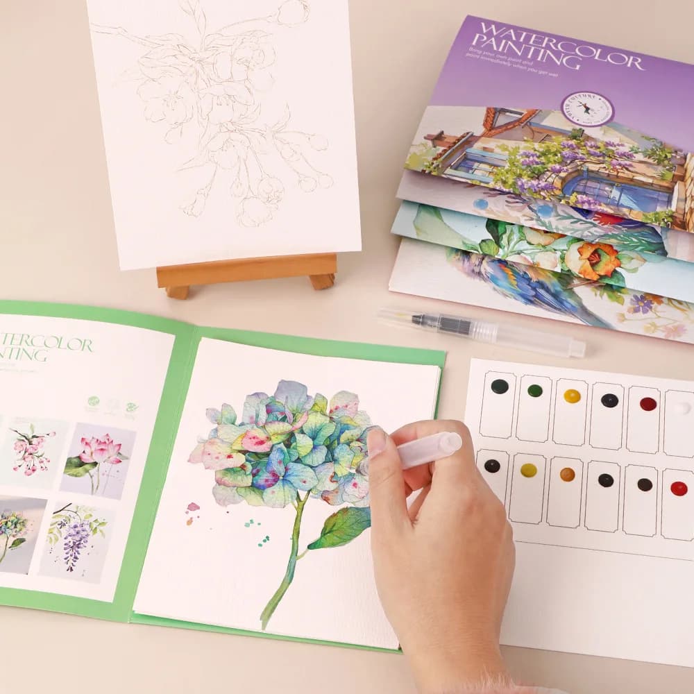 6 set creativi per pittura ad acquerello, tra cui carta per acquerello, penna per immersione, pittura artistica e pigmenti da colorare