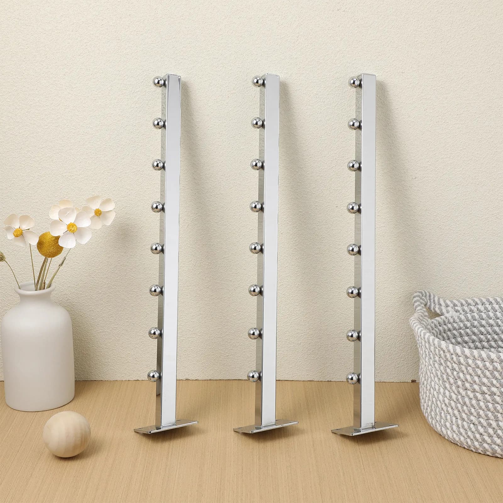 5Pcs Wall Mounted Clothes Rack Square Design Bead Hooks Space Saving Clothes Organizer Coat Hanger Wall Mounted Drying Rack