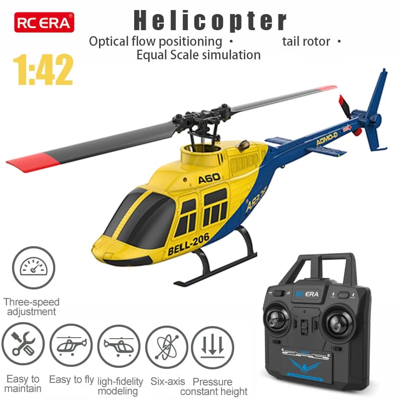 RC ERA A60 Rc Aereo Elicottero 2.4G 6-Aixs Giroscopio 6ch Mantenimento dell'altitudine Flusso ottico Campana 206 Mini Giocattoli per elicotteri telecomandati