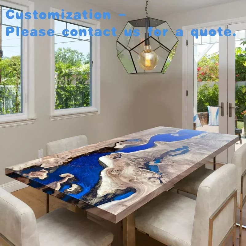custom.Luxury Modern Custom Special Design Epoxy Resin River Table