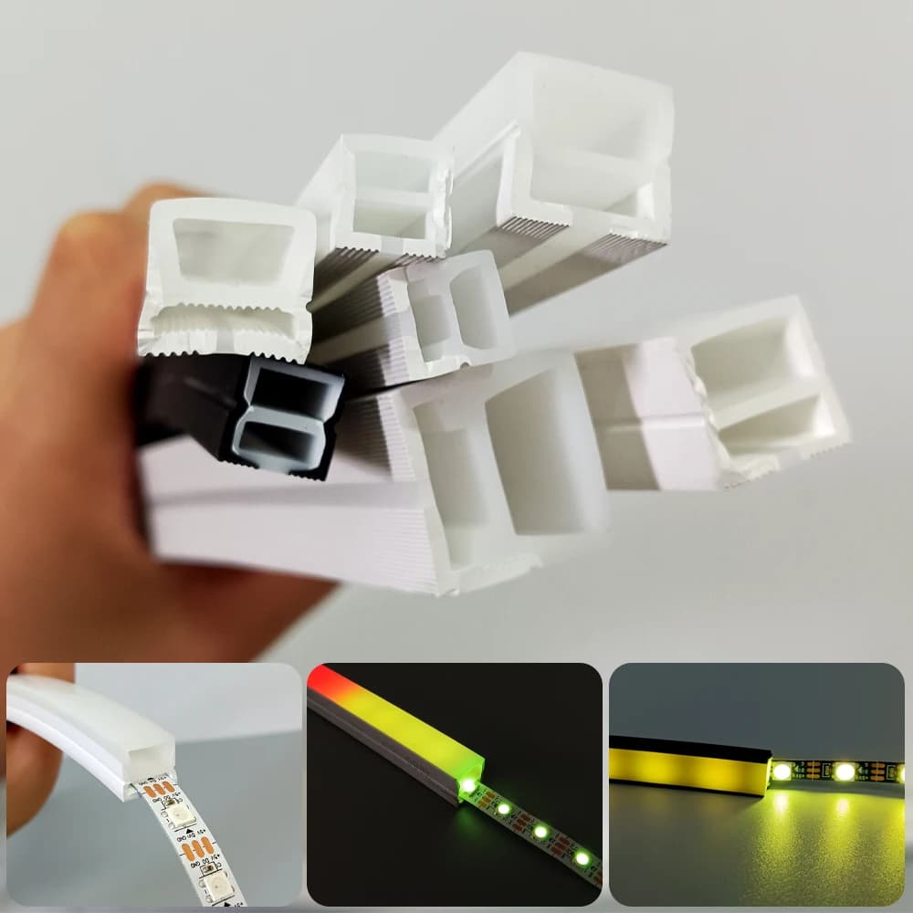 0.5m-5m LED Tubo al neon in silicone Tubo di copertura flessibile Bianco Nero per 5mm 6mm 10mm 12mm SMD WS2811 WS2812 Striscia luminosa a LED