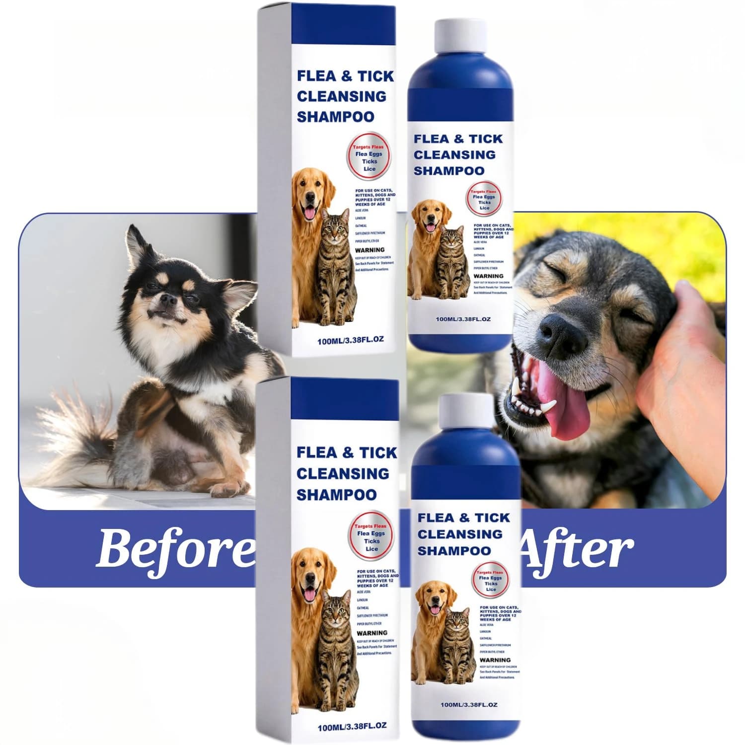 Effectively Remove Parasites From Cats Dogs 100ml Pet Flea Tick Cleansing Shampoo Gentle Smooth Pet Cleaning Deworming Remover