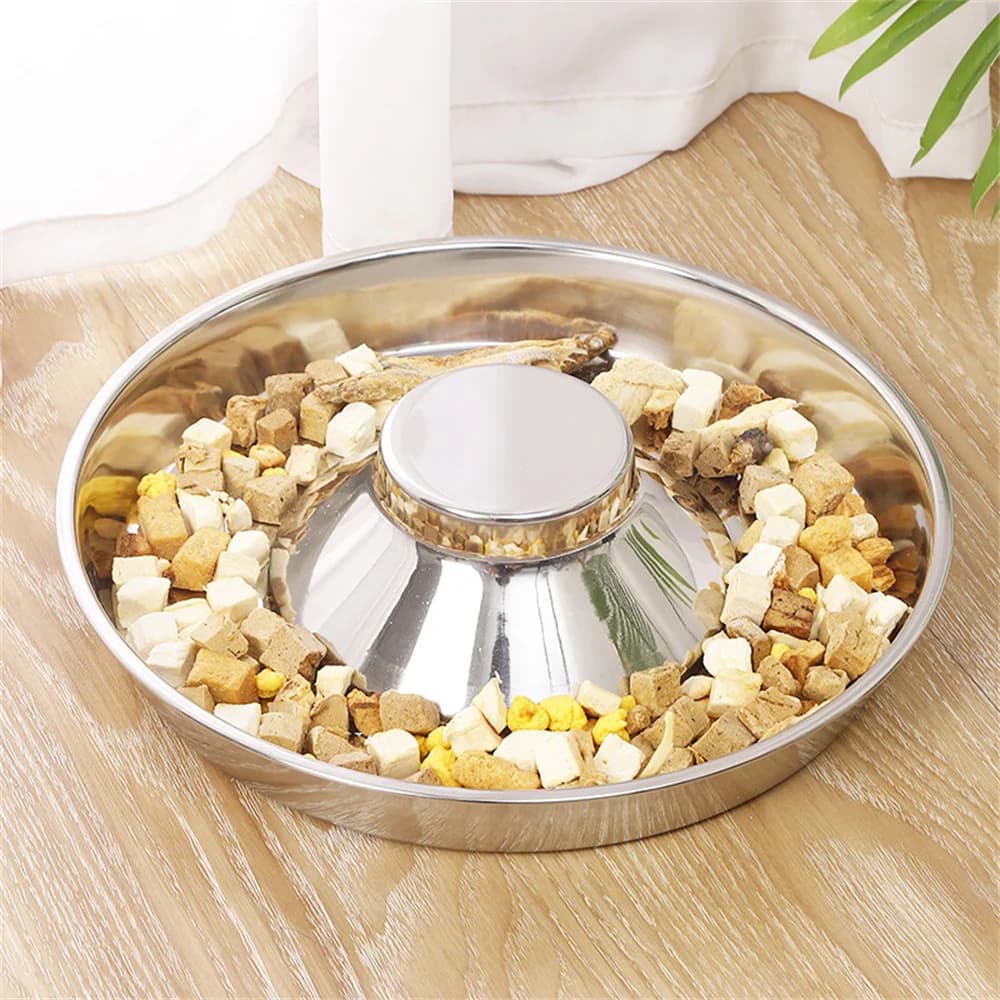 Stainless Steel Dog Slow Feeder Bowl Puppy Litter Food Feeding Dish Weaning Water Bowl Pets Feeder Bowl And Water 26/30/34cm
