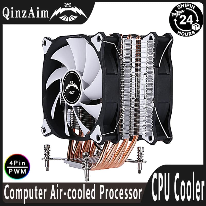 Dissipatore di calore QiuzAim per processori X79 X99 raffreddato ad aria, 4/6 heat pipe, ventola da 120 mm, 4 pin/PWM, compatibile con LGA2011 2066 1200 1700 1851 115X i5 i7
