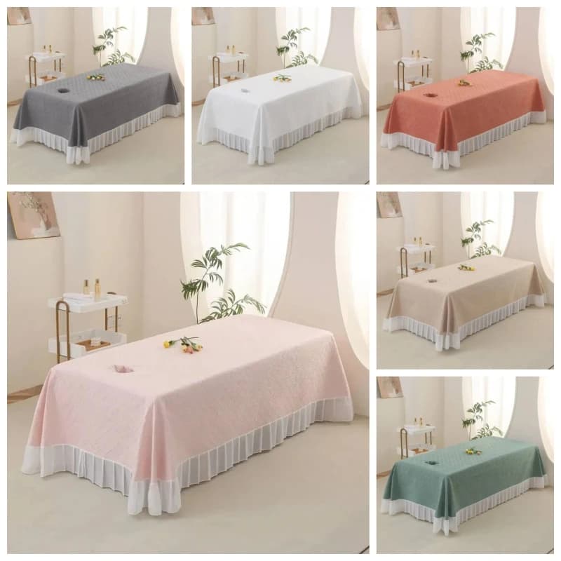 With Hole Beauty Salon Bedsheet Cosmetic Salon Solid Color Bed Covers Massage Treatment Bedspread SPA Bed Table Cover Bed Sheets