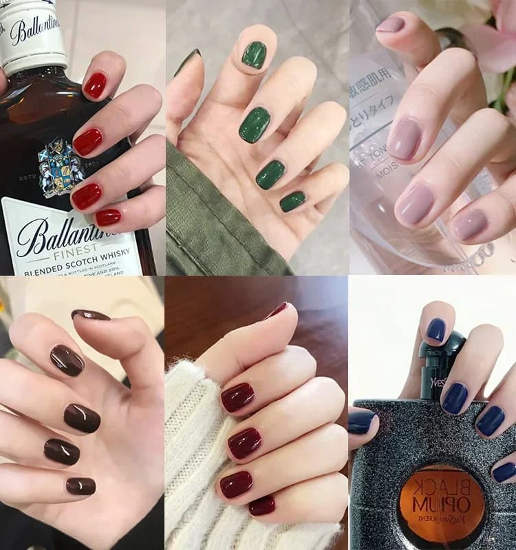 24 pezzi set stampa su nail art acrilico copertura completa unghie finte artificiali patch finitura tinta unita ragazza che indossa unghie finte riutilizzabili