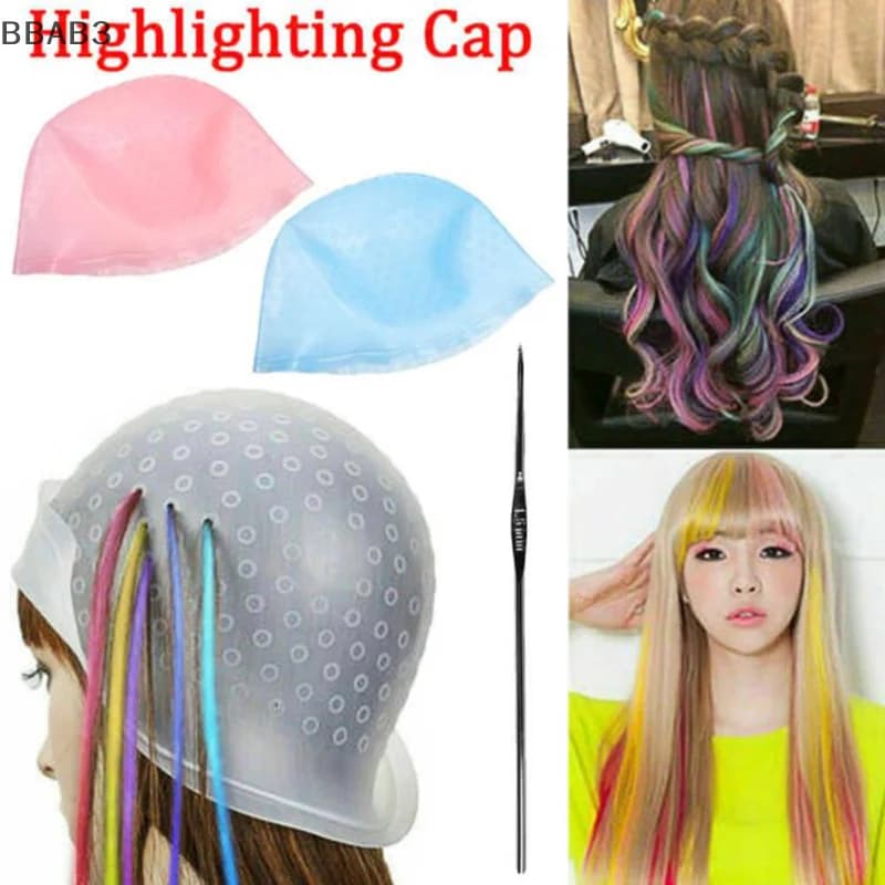 B3 1 Pc Capelli In Silicone Punti salienti Cap Con Ago Riutilizzabile Colorazione Dei Capelli Cap Tinture Per Capelli Cappello Strumenti Per Lo Styling Dei Capelli Accessori Per Barbiere