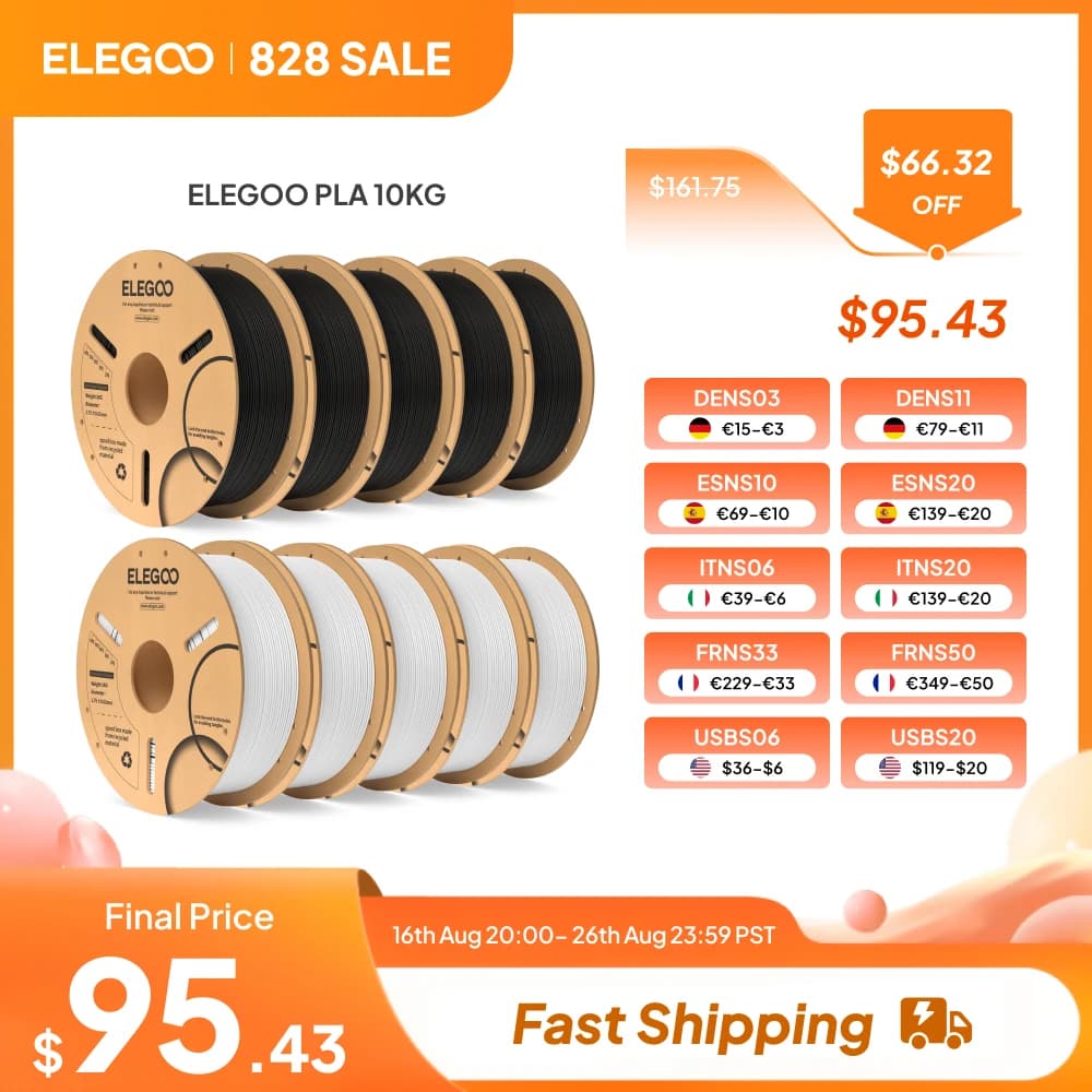 ELEGOO PLA 10KG 1,75mm PLA 3D Plastic Filament for 3D Printer Filament for 3D printer FDM Elegoo