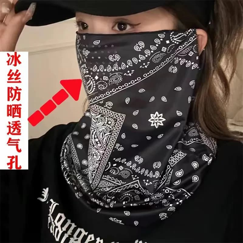 2025 Maschera solare per appendere le orecchie da uomo, protezione solare integrale anacardi con protezione per il collo traforata, asciugamano da equitazione per moto