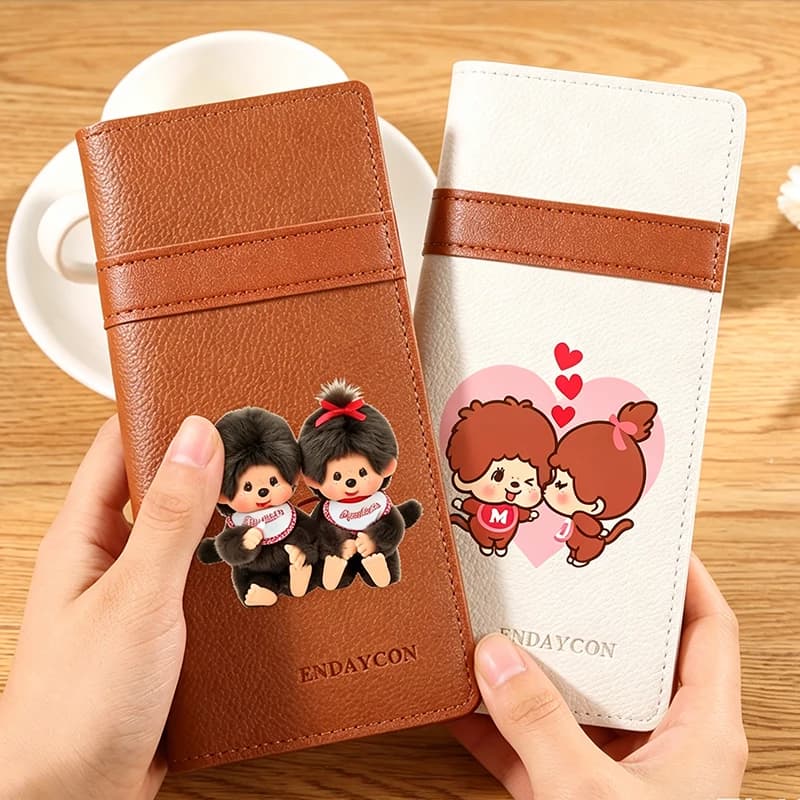 Monchhichi Wallet Women Kawaii Wallets ID Card Holder Fashion Coin Purse Female Pu Leather Long Wallet Travel Portable Money Bag