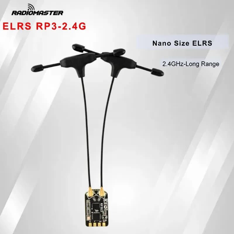 RadioMaster RP3 V2 ExpressLRS 2.4GHz Nano Receiver Dual Antenna TCXO Long Range for FPV Drone Fixed Wing