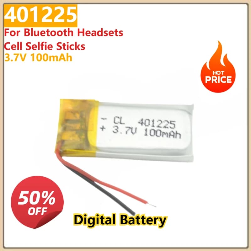 Batterie ai polimeri di litio per auricolari Bluetooth Cell Selfie Sticks 100mAh 3.7V 401225 Batteria digitale sostitutiva