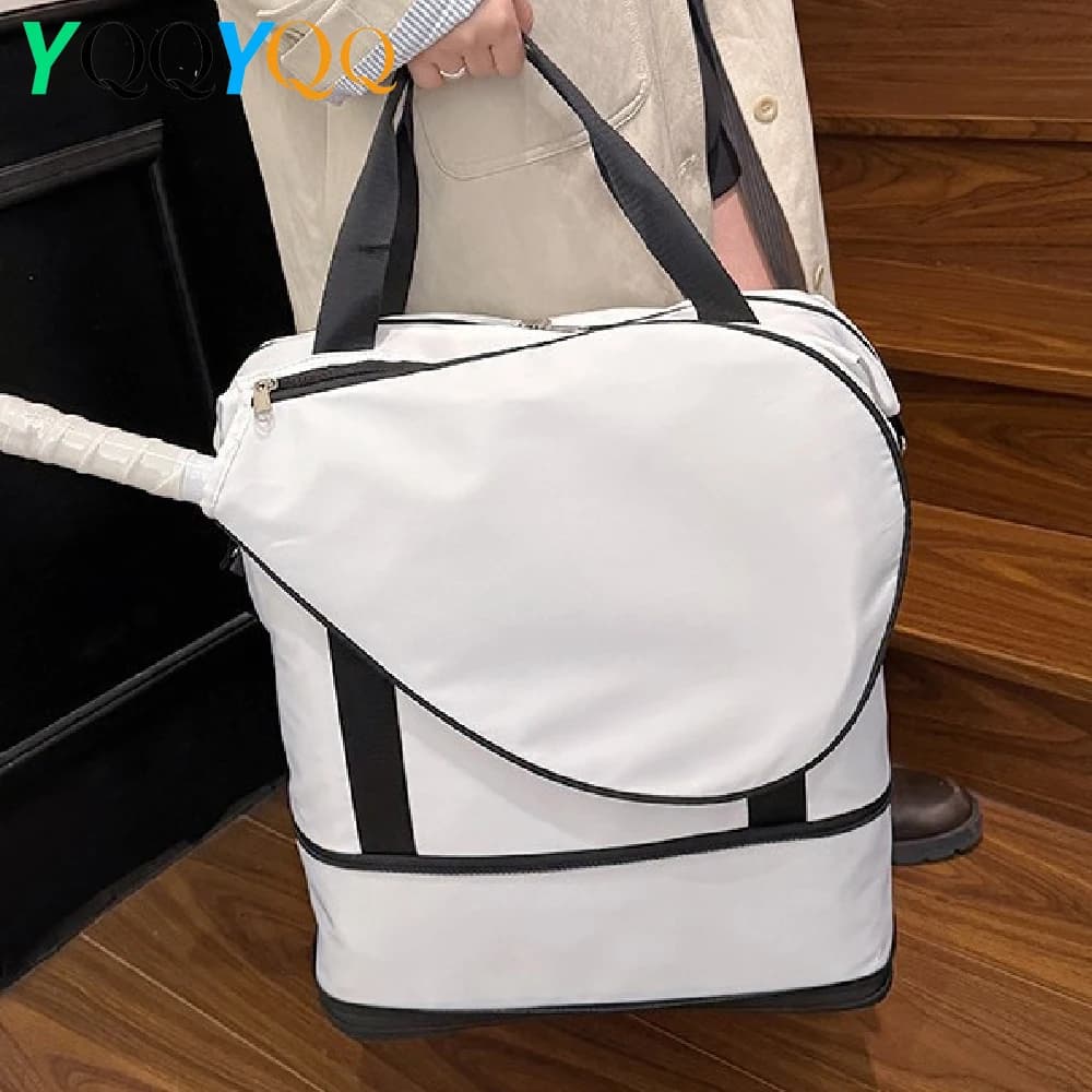 1 piece tennis travel bag for women with outer pocket for racket and separate compartment for shoes, weekend bags