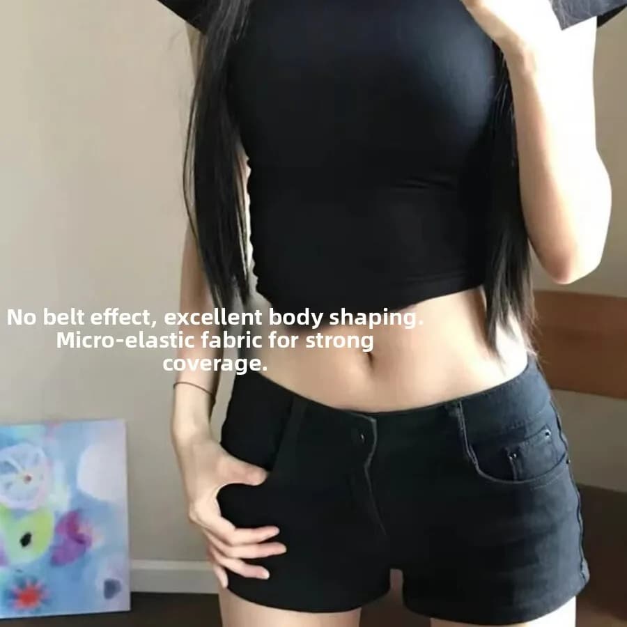 Low-Waist Denim Super Shorts for Women Summer American Hot Girl Style Elastic Tight Fit Cotton Straight Leg Jeans Shorts
