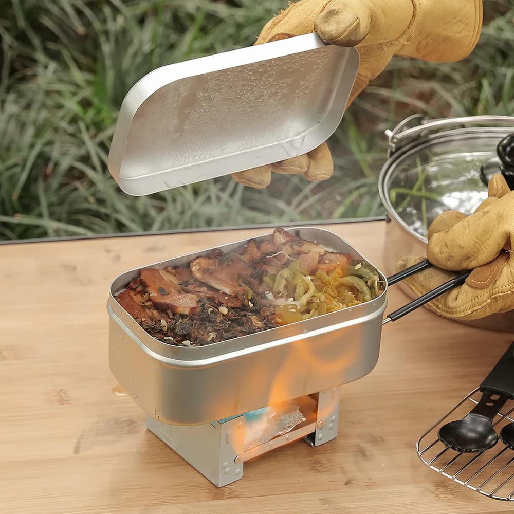 Kit for outdoor aluminum pad, steam cooker set, portable pots for 1 person, quick cooking tool kit, camping loaf