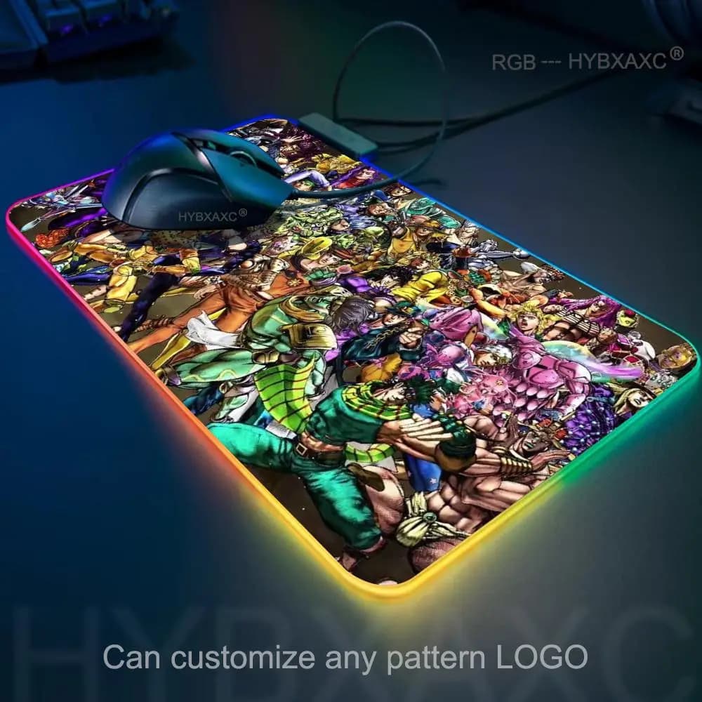 RGB Funny Anime Jojo Bizarre Adventure Mouse Pad Cabinet Keyboard Accessories Joseph Joestar Laptop Gaming Large Lock Edge XAXC.