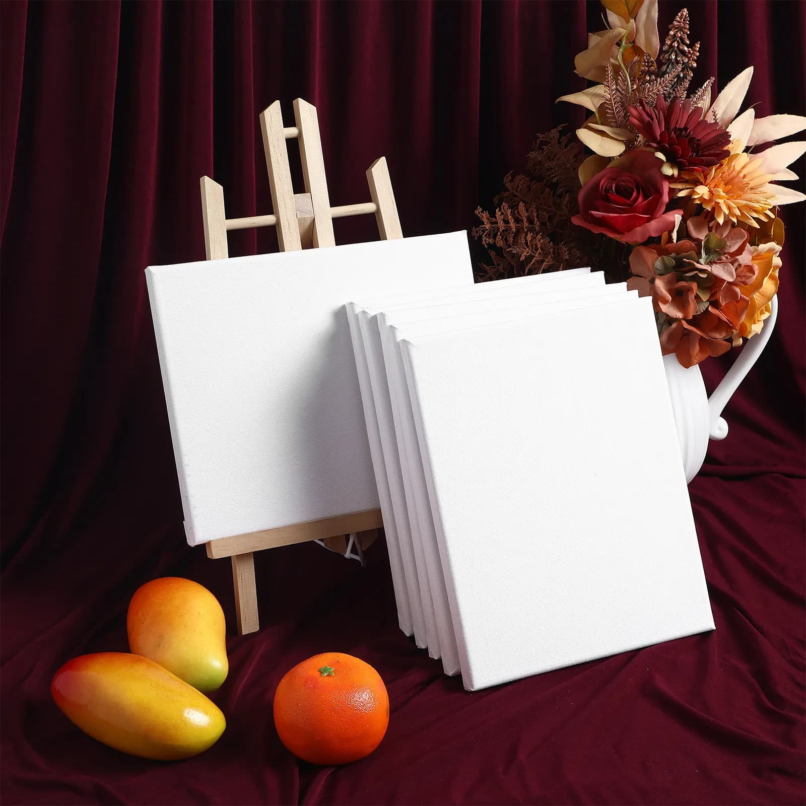 6Pcs Artist Canvas Panels Fabric Painting Boards Fine Texture Sturdy Construction Easy Carry Blank Canvas for Oil Acrylic