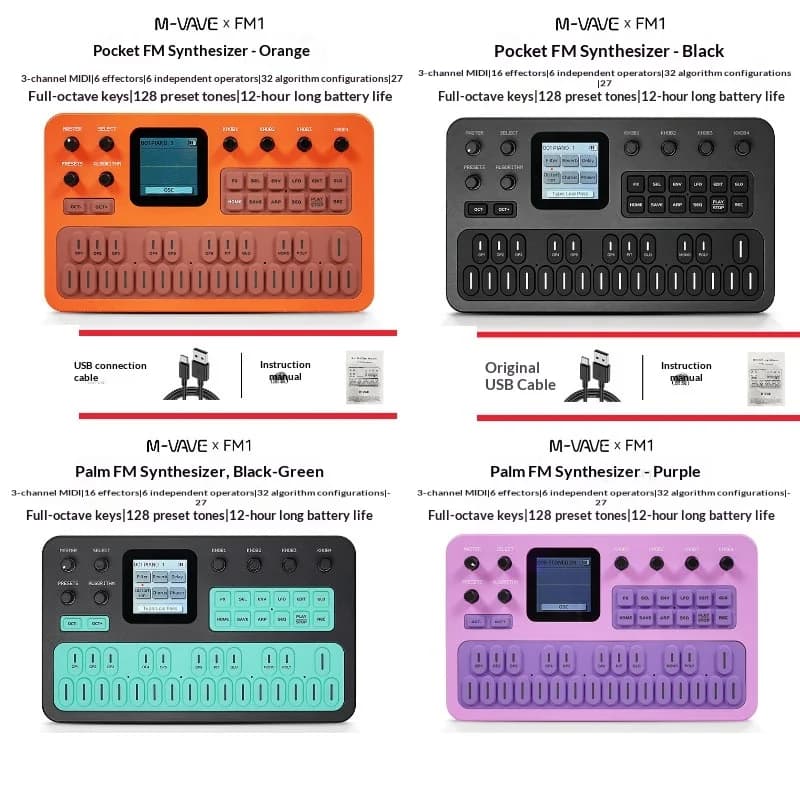 Hot In Stock M-Vave Fm1 Portable Fm Synthesizer Effect Pedal 12h Battery 6-Operator 32-Algorithm 128 Presets Built-In Speaker