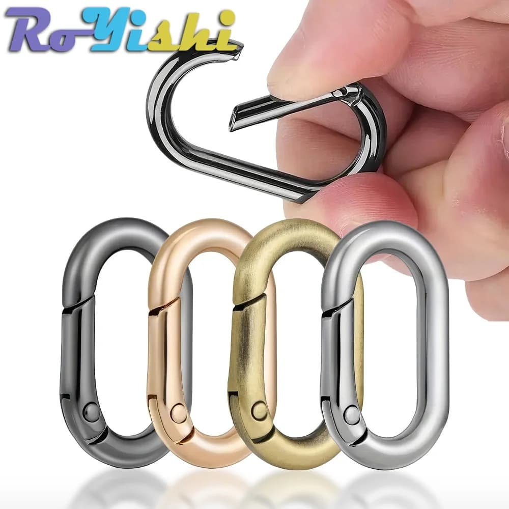 10-100 Pezzi Anello a Molla Ovale Apribile per Borsa in Pelle, Cinghia, Fibbia, Connettore, Portachiavi, Ciondolo, Catena per Cani, Moschettone a Scatto