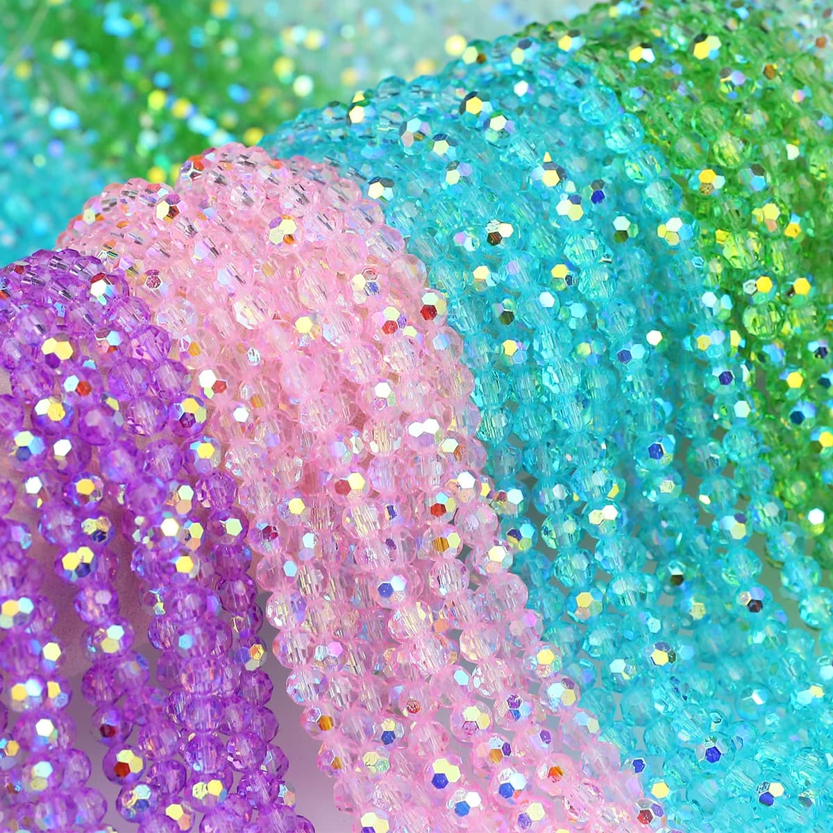 1Strands 3/4/6mm AB Color Ball Bead Rondelle Crystal Glass Beads Faceted Spacer Beads for Jewelry Making Bracelets DIY Accessory