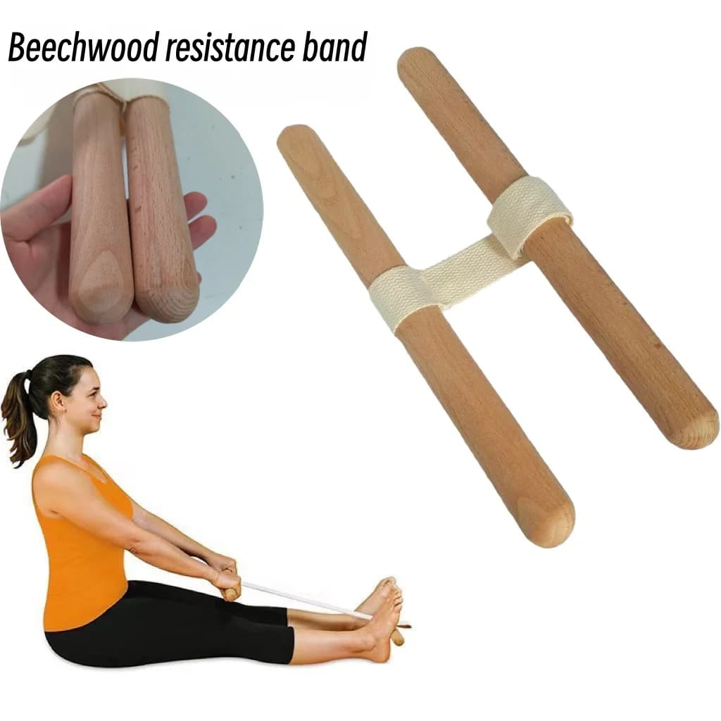 Portable stretch bar with resistance band with beech grip for fitness gymnastics yoga - Extension tool extractor