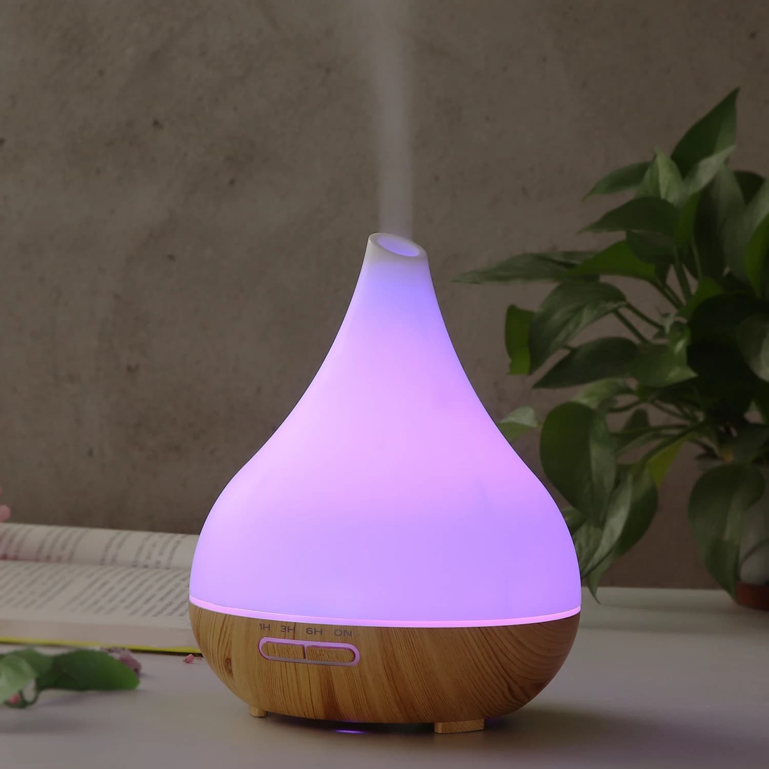HOMEFISH 400ml Essential Oil Diffuser Air Humidifier Aromatherapy Wood Grain Aroma Diffuser With Remote Control