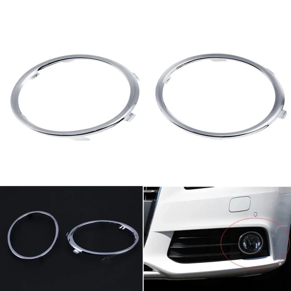1 Pair Electroplating Front Fog Light Rings Trim Cover for Audi A4 B8 09-12