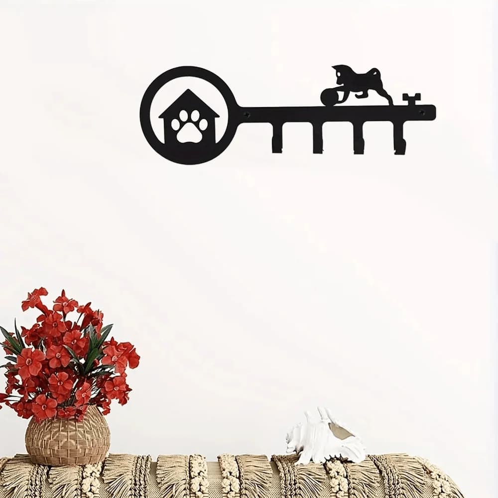 Black Sandblasted Metal Key Hooks Multifunctional Iron Wall Hanging Clothes Hanger Sturdy Durable Home Organizer Wall Art Decor