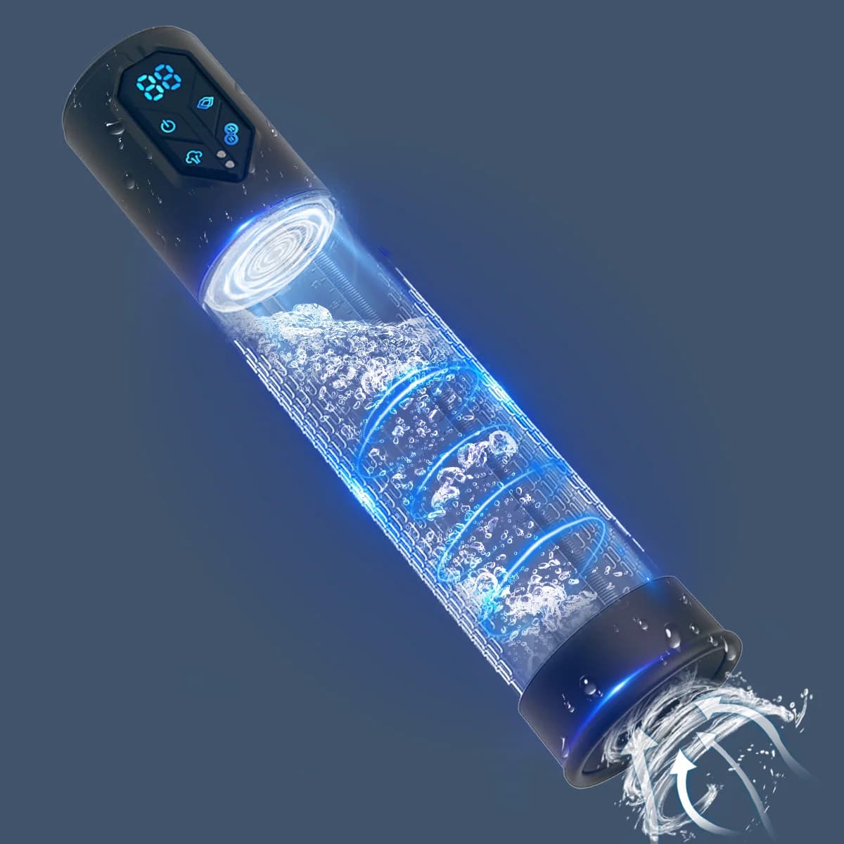 Pompa per pene elettrica impermeabile IPX7 per l'ingrandimento Pompa per vuoto per uomo Pompa per estendere l'ingrandimento 4 livelli di aspirazione 2 maniche in silicone