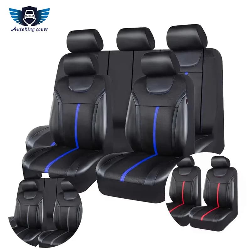 AUTO PLUS Set of universal car seat covers in PU leather and mesh fabric Accessories for unisex cars suitable for most car seat cushions SUV Van Truck