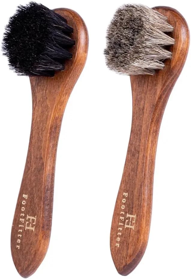 Set di spazzole per lucidatura scarpe in crine di cavallo da 6 pollici, compatto per crema per pelle, lucidatura e cura in viaggio (Prodotto in Germania)