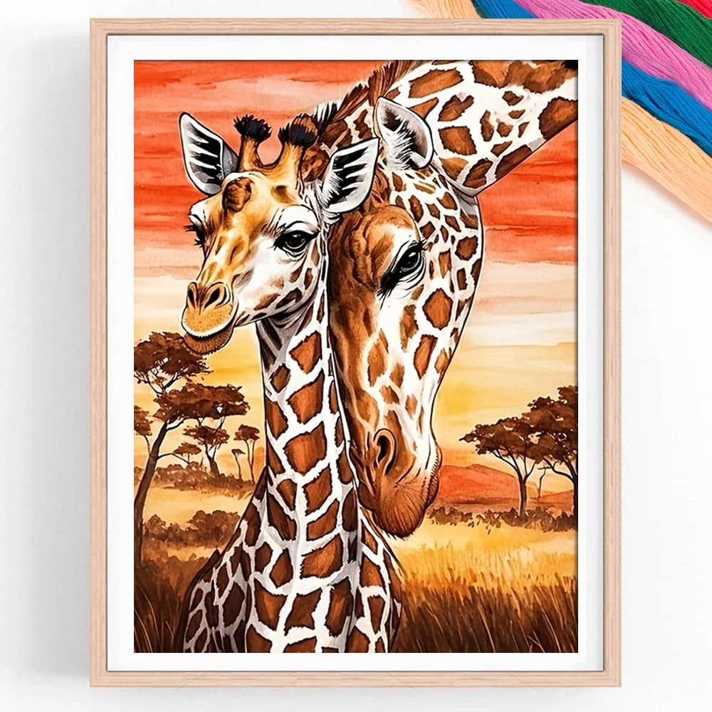 Giraffe Cross Stitch Kit Package Minimalist Needlework Embroidery Set Animal Threads Home Decoration