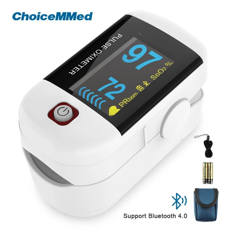 ChoiceMMed Bluetooth finger pulse oximeter Oxygen Saturation in Blood Heart Rate Monitor PI OLED Digital Oximeter MD300C228