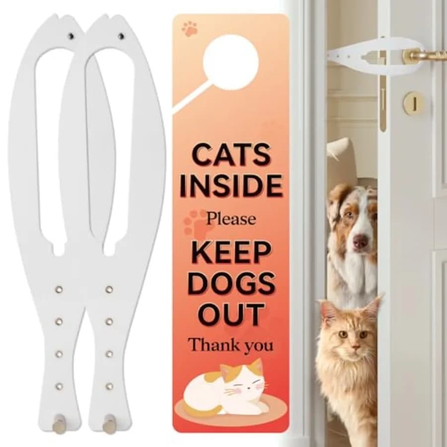 Cat Door Latch, 2 Pcs Cat Door Stopper Pet Door Latch to Keep Dog Out of Litter Box and Food, Door Prop for Cat with 5 Adjustab