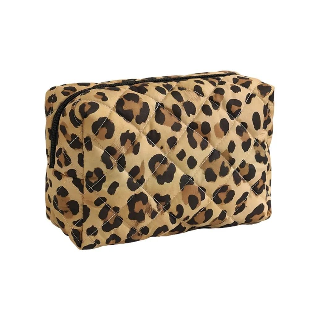 Quilted Makeup Bag Lightweight Flower Printed Travel Toiletry Handbag Large Capacity Data Cable Storage Bag for Women