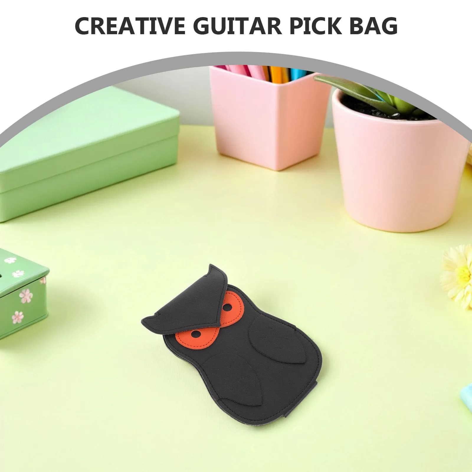 Owl-Shaped Guitar Pick Holder Portable Plectrum Bag for Acoustic Electric Guitarists Creative Pick Storage Organizer Case