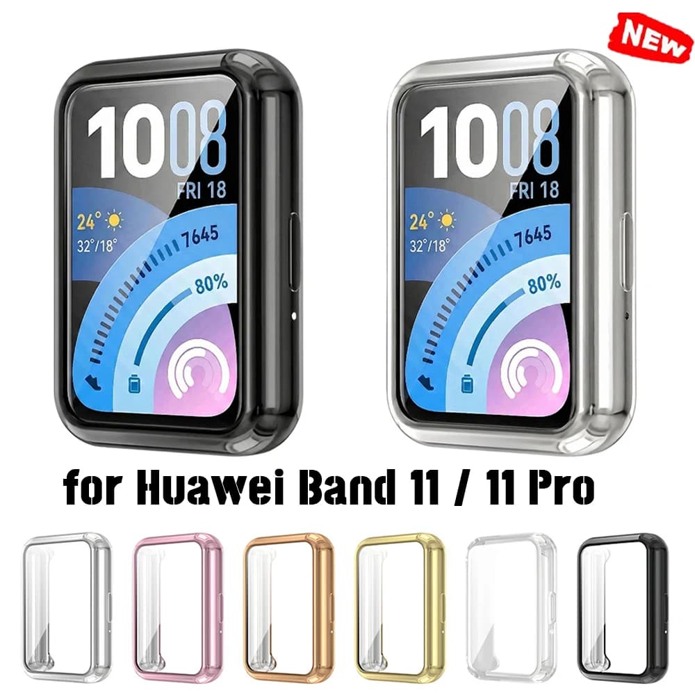 Custodia morbida in TPU con protezione per lo schermo integrata per Huawei Band 11/11 Pro, cover flessibile antiurto, protezione completa per Huawei Band 11