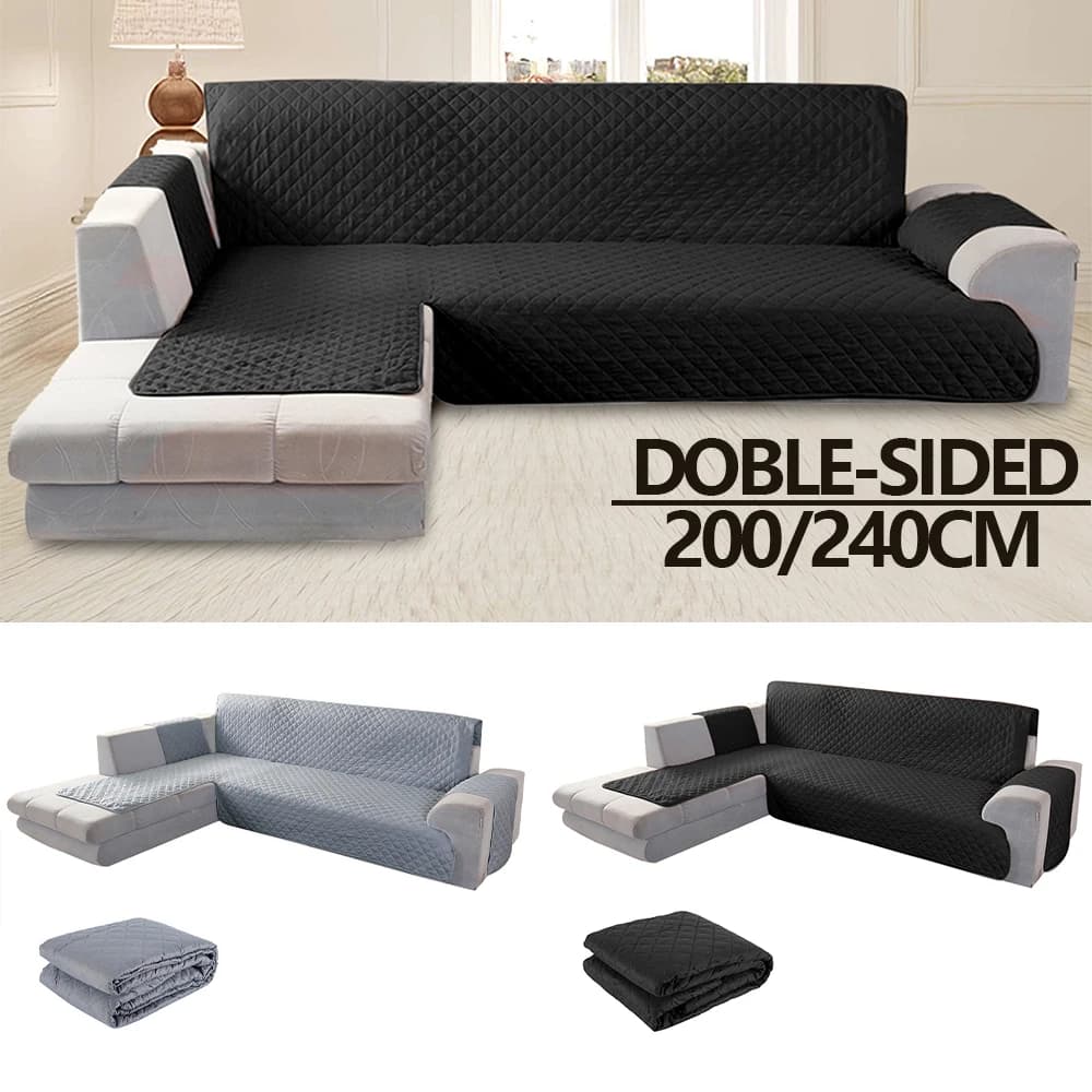 Reversible sofa cover L-shaped non-slip sofa cover Waterproof abrasive fabric furniture cover on both sides