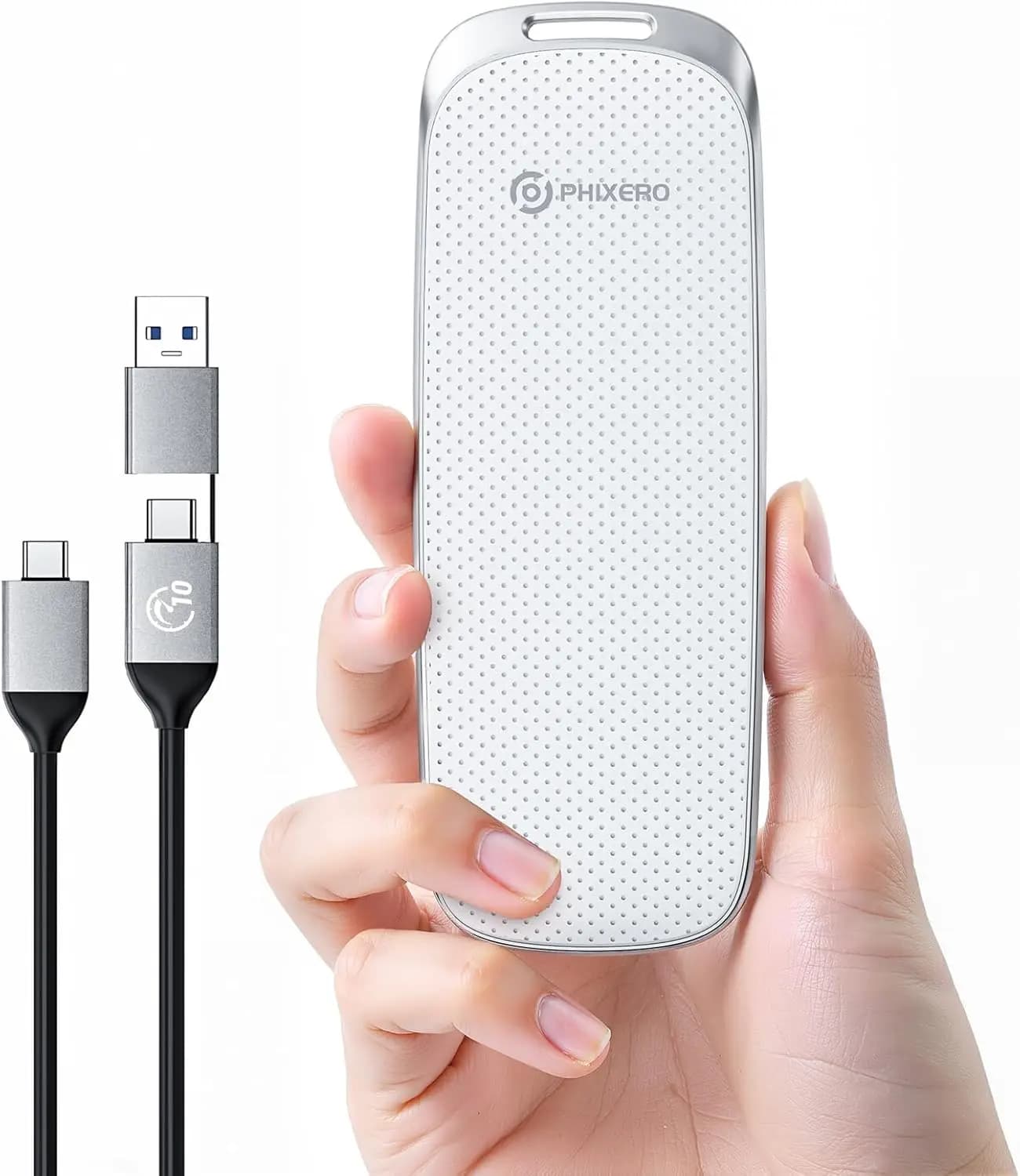 SSD NVMe Esterno 512GB, Fino a 1050MB/s, USB 3.2 Gen2, Disco Rigido Portatile per iPhone/Android/Mac, Bianco