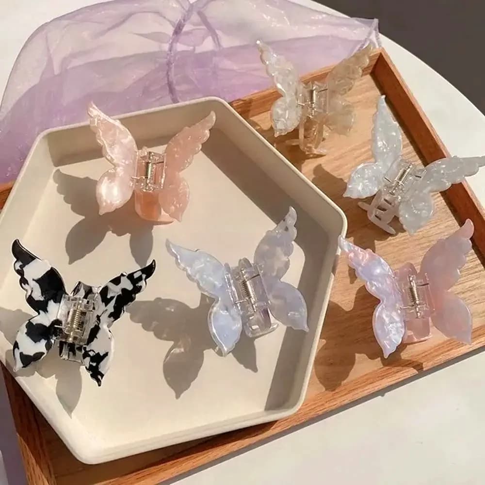 French Retro Butterfly Hair Clips Grabbers Hair Accessories Back Of The Head Coiled Hair Grasping Acetate Clips Hairpin Claws