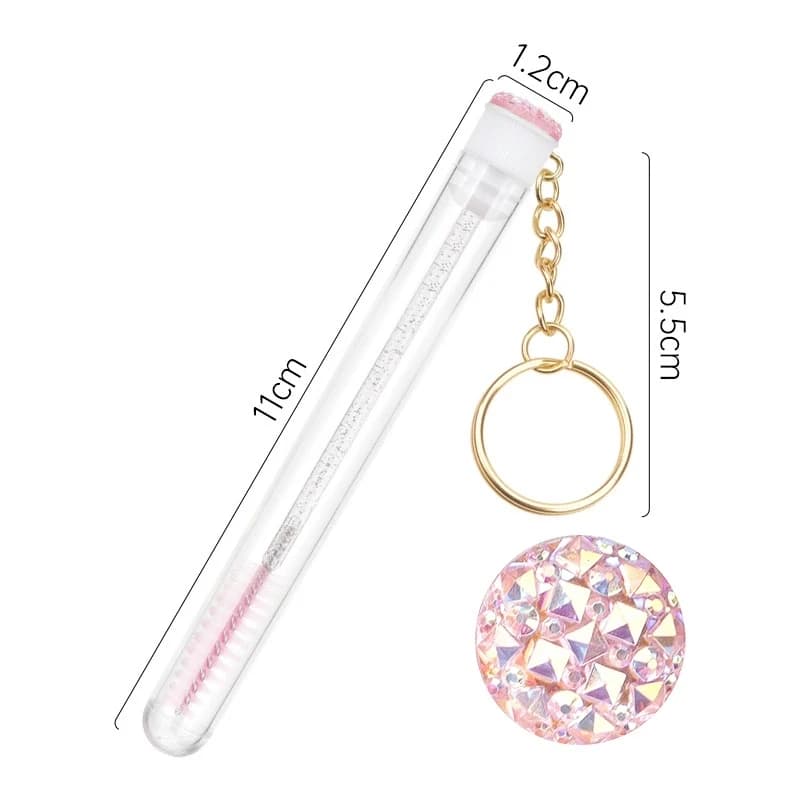 10/50PCS Wands With Container Case In Tubes Comb Brushes Makeup With Keychain Eyelash BrushTubes Reusable Sparkling Lash Mascara